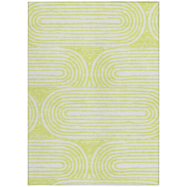 Homeroots 5' X 8' Green And White Abstract Washable Non Skid Indoor Outdoor Area Rug Green Polyester 561844