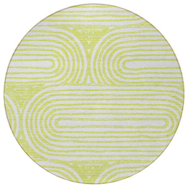 Homeroots 3' X 5' Stylish Abstract Washable Non-skid Area Rug For Indoor And Outdoor Use, Stain Resistant Green Polyester 561845