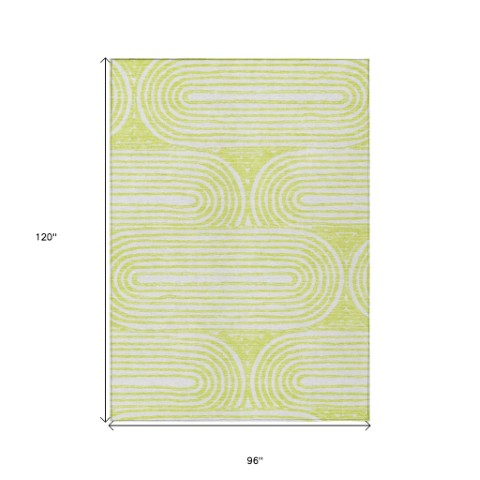 Homeroots 3' X 5' Stylish Abstract Washable Non-skid Area Rug For Indoor And Outdoor Use, Stain Resistant Green Polyester 561846