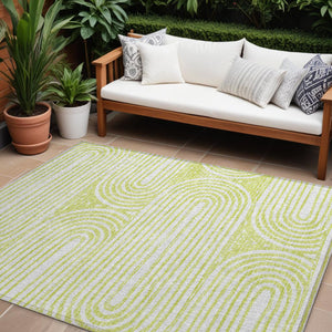 Homeroots 3' X 5' Stylish Abstract Washable Non-skid Area Rug For Indoor And Outdoor Use, Stain Resistant Green Polyester 561846