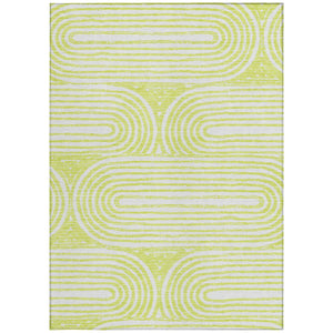 Homeroots 3' X 5' Stylish Abstract Washable Non-skid Area Rug For Indoor And Outdoor Use, Stain Resistant Green Polyester 561846