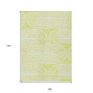 Homeroots 3' X 5' Stylish Abstract Washable Non-skid Area Rug For Indoor And Outdoor Use, Stain Resistant Green Polyester 561847
