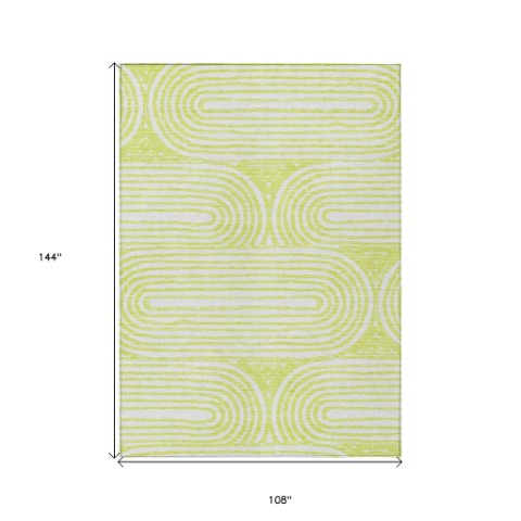 Homeroots 3' X 5' Stylish Abstract Washable Non-skid Area Rug For Indoor And Outdoor Use, Stain Resistant Green Polyester 561847