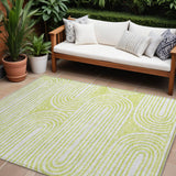 Homeroots 10' X 14' Green And White Abstract Washable Non Skid Indoor Outdoor Area Rug Green Polyester 561848