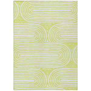 Homeroots 10' X 14' Green And White Abstract Washable Non Skid Indoor Outdoor Area Rug Green Polyester 561848