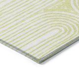 Homeroots 10' X 14' Green And White Abstract Washable Non Skid Indoor Outdoor Area Rug Green Polyester 561848