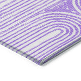 Homeroots 8' Runner Purple And White Abstract Washable Non Skid Indoor Outdoor Runner Rug Purple Polyester 561850