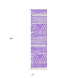 Homeroots 8' Runner Purple And White Abstract Washable Non Skid Indoor Outdoor Runner Rug Purple Polyester 561850