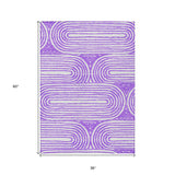 Homeroots 3' X 5' Purple And White Abstract Washable Non Skid Indoor Outdoor Area Rug Purple Polyester 561852