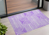 Homeroots 3' X 5' Purple And White Abstract Washable Non Skid Indoor Outdoor Area Rug Purple Polyester 561852