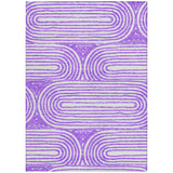 Homeroots 3' X 5' Purple And White Abstract Washable Non Skid Indoor Outdoor Area Rug Purple Polyester 561852