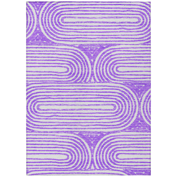 Homeroots 3' X 5' Purple And White Abstract Washable Non Skid Indoor Outdoor Area Rug Purple Polyester 561852