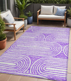 Homeroots 5' X 8' Purple And White Abstract Washable Non Skid Indoor Outdoor Area Rug Purple Polyester 561853