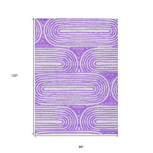 Homeroots 3' X 5' Stylish Abstract Washable Non-skid Area Rug For Indoor And Outdoor Use, Stain Resistant Purple Polyester 561855