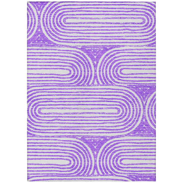 HomeRoots 5' X 8' Abstract Washable Non-Skid Area Rug - Stylish, Stain-Resistant Design for Indoor & Outdoor Use Purple 561856