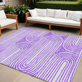 Homeroots 10' X 14' Purple And White Abstract Washable Non Skid Indoor Outdoor Area Rug Purple Polyester 561857