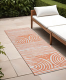 Homeroots 2' X 8' Orange And Ivory Abstract Washable Non Skid Indoor Outdoor Area Rug Salmon Polyester 561859