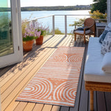 Homeroots 2' X 8' Orange And Ivory Abstract Washable Non Skid Indoor Outdoor Area Rug Salmon Polyester 561859