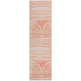 Homeroots 2' X 8' Orange And Ivory Abstract Washable Non Skid Indoor Outdoor Area Rug Salmon Polyester 561859