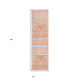 Homeroots 2' X 8' Orange And Ivory Abstract Washable Non Skid Indoor Outdoor Area Rug Salmon Polyester 561859