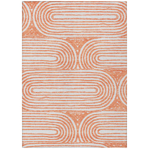 Homeroots 3' X 5' Orange And Ivory Abstract Washable Non Skid Indoor Outdoor Area Rug Salmon Polyester 561861