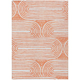 Homeroots 3' X 5' Orange And Ivory Abstract Washable Non Skid Indoor Outdoor Area Rug Salmon Polyester 561861