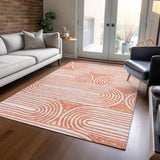 Homeroots 3' X 5' Orange And Ivory Abstract Washable Non Skid Indoor Outdoor Area Rug Salmon Polyester 561861