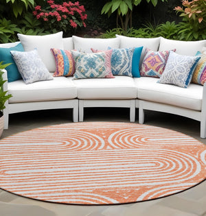 HomeRoots 5' X 8' Abstract Washable Non-Skid Area Rug - Stylish, Stain-Resistant Design for Indoor & Outdoor Use Salmon 561863