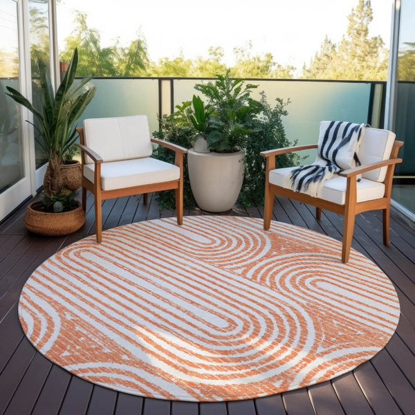 HomeRoots 5' X 8' Abstract Washable Non-Skid Area Rug - Stylish, Stain-Resistant Design for Indoor & Outdoor Use Salmon 561863