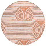 Homeroots 8' X 8' Orange And Ivory Round Abstract Washable Non Skid Indoor Outdoor Area Rug Salmon Polyester 561863