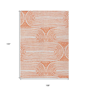 HomeRoots 5' X 8' Abstract Washable Non-Skid Area Rug - Stylish, Stain-Resistant Design for Indoor & Outdoor Use Salmon 561865
