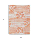 Homeroots 9' X 12' Orange And Ivory Abstract Washable Non Skid Indoor Outdoor Area Rug Salmon Polyester 561865