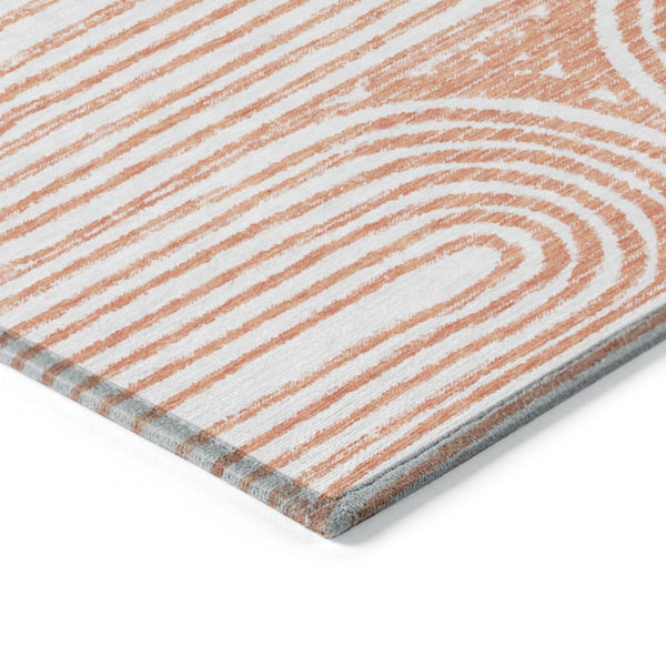 HomeRoots 5' X 8' Abstract Washable Non-Skid Area Rug - Stylish, Stain-Resistant Design for Indoor & Outdoor Use Salmon 561865