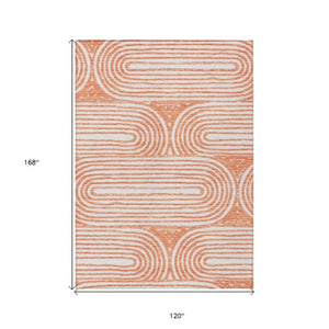 Homeroots 3' X 5' Stylish Abstract Washable Non-skid Area Rug For Indoor And Outdoor Use, Stain Resistant Salmon Polyester 561866