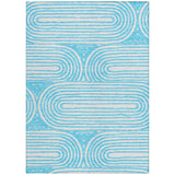 Homeroots 3' X 5' Teal Abstract Washable Non Skid Indoor Outdoor Area Rug Teal Polyester 561870