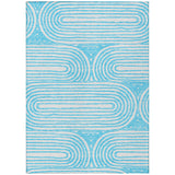 Homeroots 3' X 5' Teal Abstract Washable Non Skid Indoor Outdoor Area Rug Teal Polyester 561870