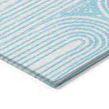 Homeroots 3' X 5' Teal Abstract Washable Non Skid Indoor Outdoor Area Rug Teal Polyester 561870