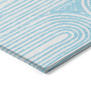 Homeroots 3' X 5' Stylish Abstract Washable Non-skid Area Rug For Indoor And Outdoor Use, Stain Resistant Teal Polyester 561871