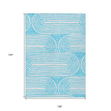 Homeroots 9' X 12' Teal And White Abstract Washable Non Skid Indoor Outdoor Area Rug Teal Polyester 561874