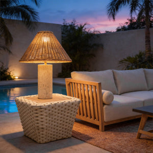 Kintal Solar Rattan Weave Outdoor Table Lamp Cordless Warm Led Ambient Light