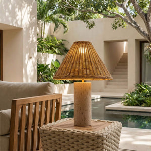 Kintal Solar Rattan Weave Outdoor Table Lamp Cordless Warm Led Ambient Light