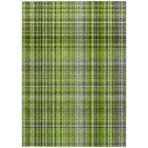 Homeroots 2' Stylish Plaid Washable Non-skid Indoor Outdoor Area Rug For Kids And Pets In Chic Design Green Polyester 561880