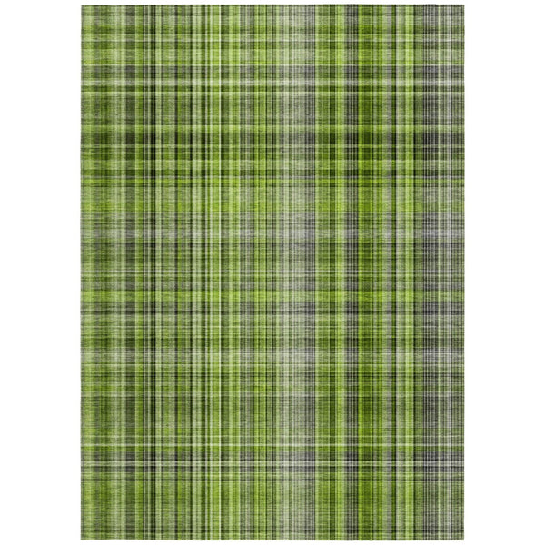 Homeroots 2' Stylish Plaid Washable Non-skid Indoor Outdoor Area Rug For Kids And Pets In Chic Design Green Polyester 561880