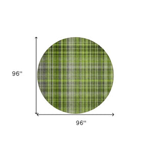 Homeroots 2' Stylish Plaid Washable Non-skid Indoor Outdoor Area Rug For Kids And Pets In Chic Design Green Polyester 561881