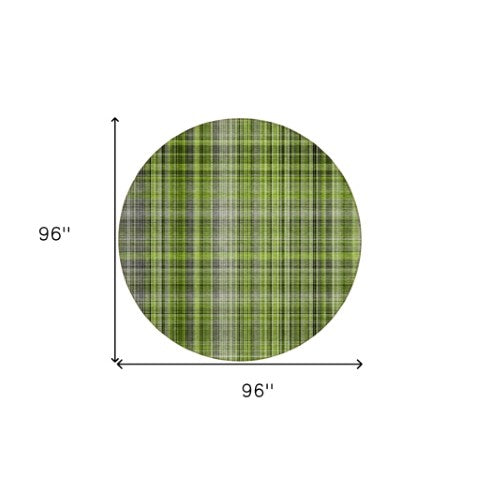 Homeroots 2' Stylish Plaid Washable Non-skid Indoor Outdoor Area Rug For Kids And Pets In Chic Design Green Polyester 561881