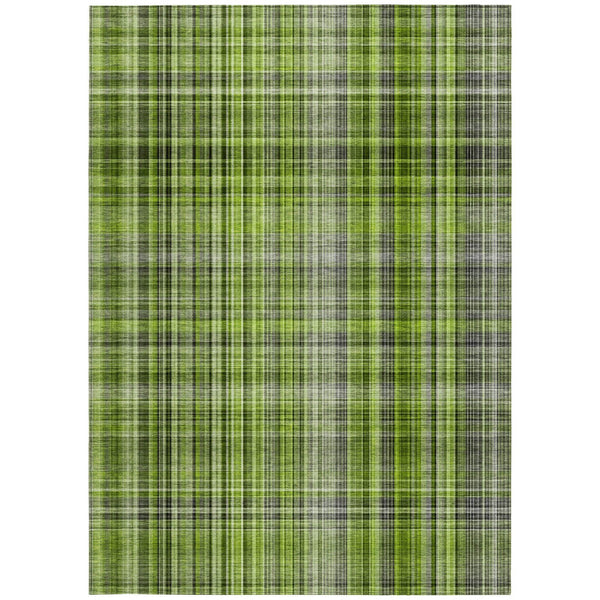 Homeroots 2' Stylish Plaid Washable Non-skid Indoor Outdoor Area Rug For Kids And Pets In Chic Design Green Polyester 561882