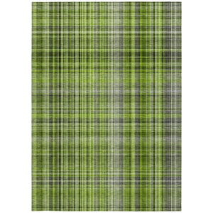 Homeroots 2' Stylish Plaid Washable Non-skid Indoor Outdoor Area Rug For Kids And Pets In Chic Design Green Polyester 561883