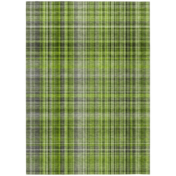 HomeRoots 5' X 8' Classic Plaid Washable Non-Skid Area Rug for Indoor & Outdoor Spaces – Durable & Stylish Green 561883