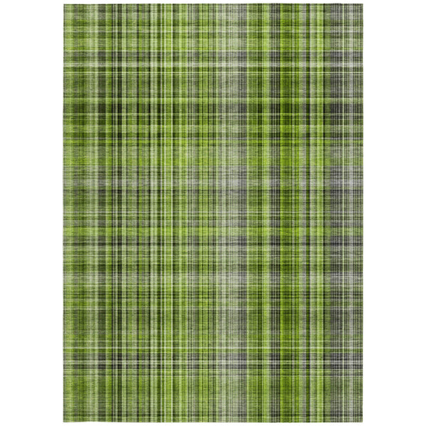 Homeroots 10' X 14' Green Plaid Washable Non Skid Indoor Outdoor Area Rug Green Polyester 561884