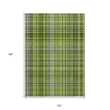 Homeroots 10' X 14' Green Plaid Washable Non Skid Indoor Outdoor Area Rug Green Polyester 561884